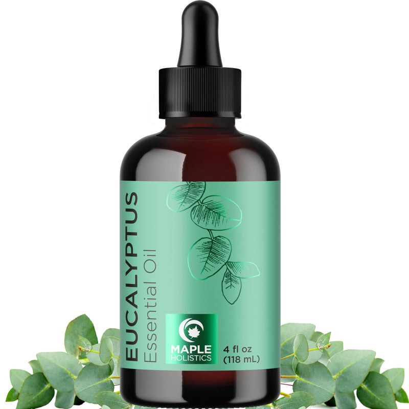 Maple Holistics Pure Eucalyptus Essential Oil 4oz Invigorating Home Spa Aromatherapy and Natural Bath Oil - Eucalyptus Oil for Diffuser Dry Scalp Care and DIY Skin Care - Image 1