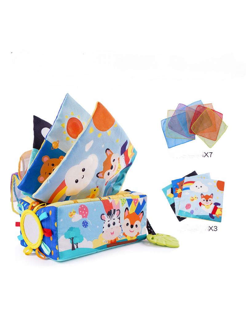 Baby Tissue Box Toy, Tissue Box Toy for Babies 6 to 12 Months, Soft Infant Newborn Toddlers Sensory Toys,Magic Tissue Box Baby Toy or Baby Kids Educational Preschool Learning blue - Image 1
