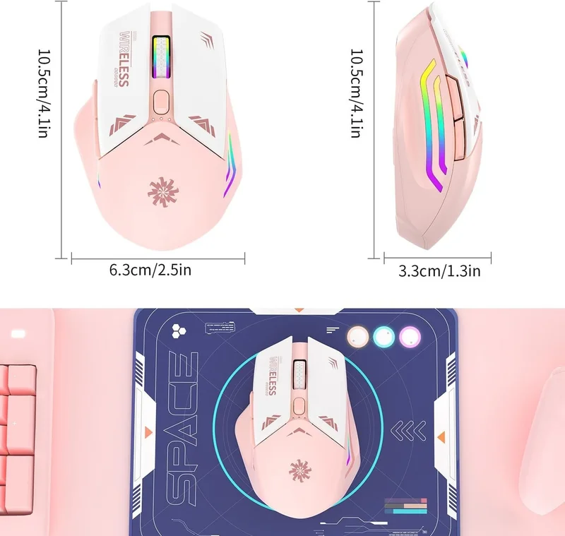 بلاكبيرد جيم سنتر Pink RGB Rechargeable Wireless 1600DPI Illuminated Wireless Mouse Bwm1