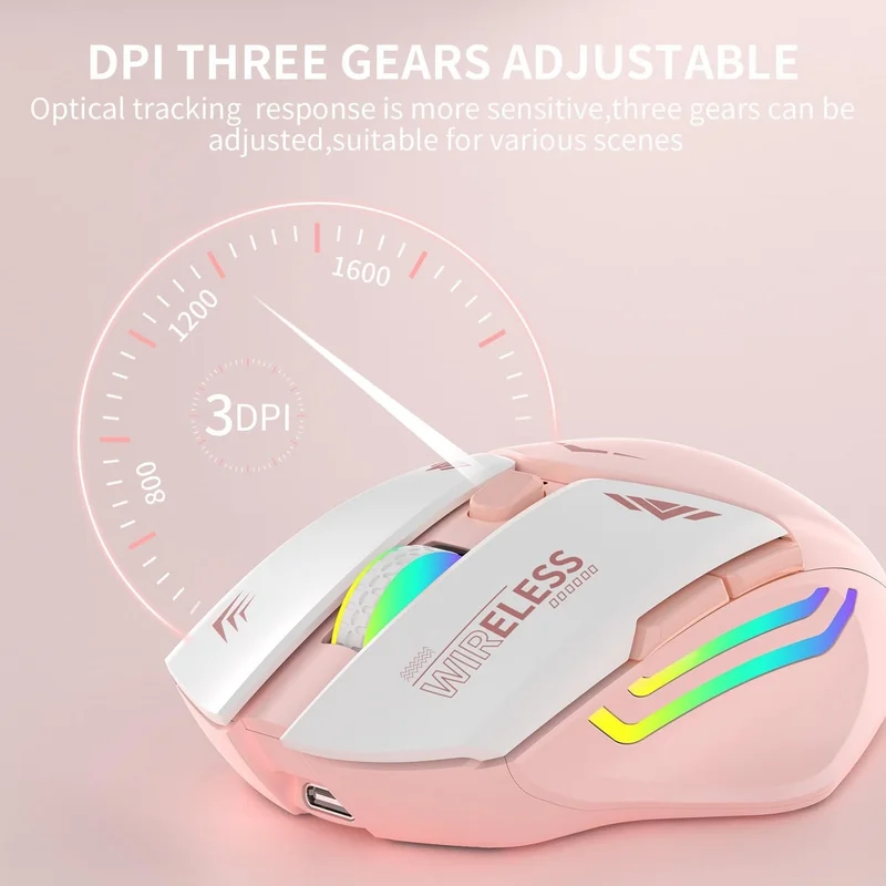 بلاكبيرد جيم سنتر Pink RGB Rechargeable Wireless 1600DPI Illuminated Wireless Mouse Bwm1