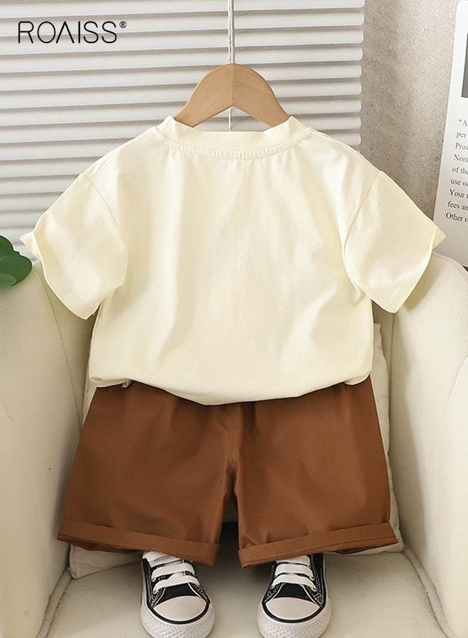 roaiss Boys 2PCS Outfit, Adorable T-Shirt and Shorts Set for Boys, Summer Suit with Short Sleeve Top and Elastic Waist Short Pants, Perfect for Daily Wear or Various Occasions - Image 2