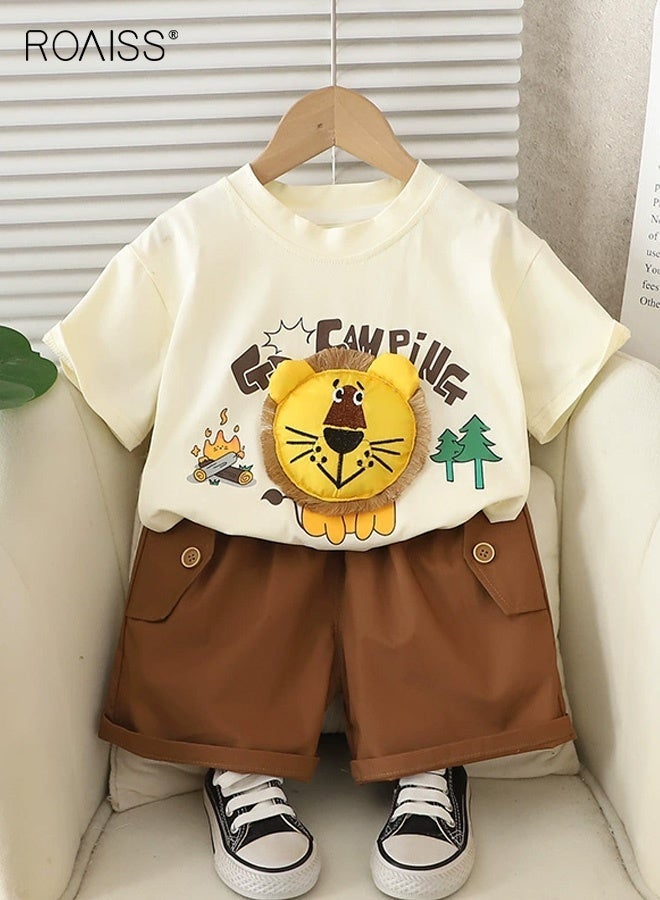 roaiss Boys 2PCS Outfit, Adorable T-Shirt and Shorts Set for Boys, Summer Suit with Short Sleeve Top and Elastic Waist Short Pants, Perfect for Daily Wear or Various Occasions - Image 1