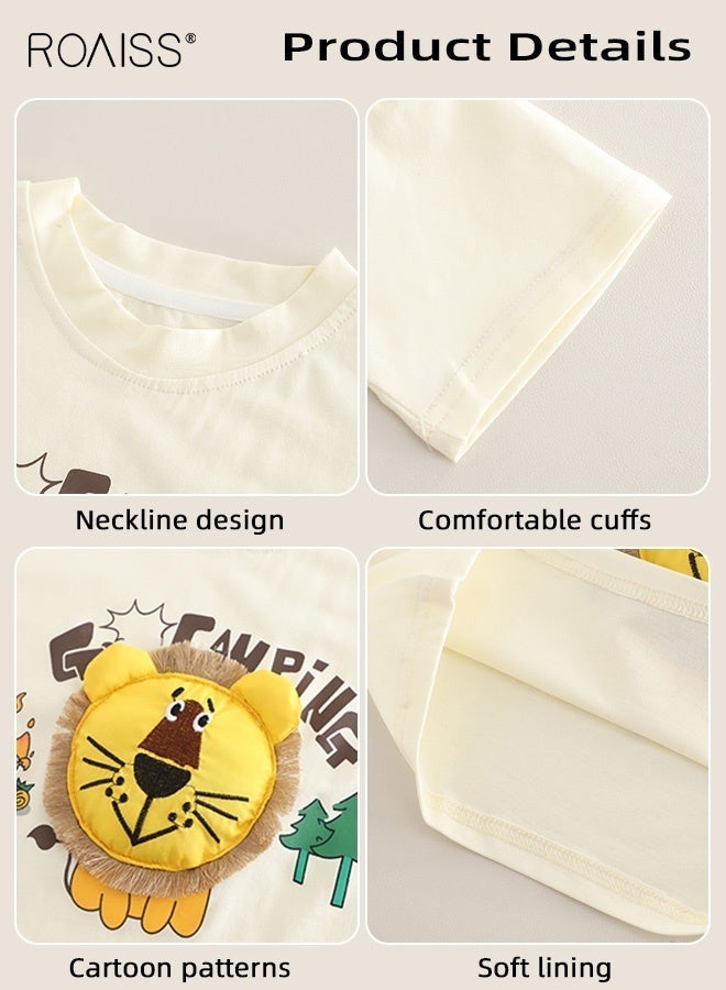 roaiss Boys 2PCS Outfit, Adorable T-Shirt and Shorts Set for Boys, Summer Suit with Short Sleeve Top and Elastic Waist Short Pants, Perfect for Daily Wear or Various Occasions - Image 3