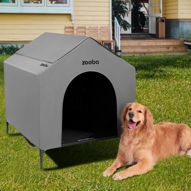 Zooba 42â€ Outdoor Dog House for Large Breeds, Durable Large Dog Shelter with Weatherproof 600D PVC Canopy, Breathable 2x1 Textilene Fabric Elevated Dog Bed, XL Dog Kennel for Outside Use - Image 1
