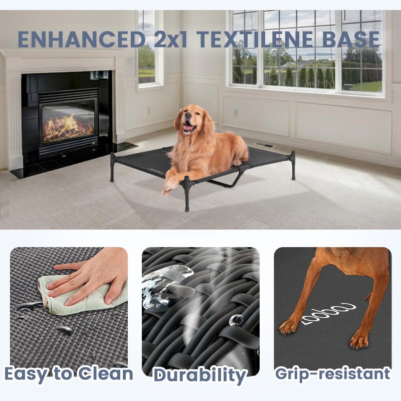 Zooba 42â€ Outdoor Dog House for Large Breeds, Durable Large Dog Shelter with Weatherproof 600D PVC Canopy, Breathable 2x1 Textilene Fabric Elevated Dog Bed, XL Dog Kennel for Outside Use - Image 3