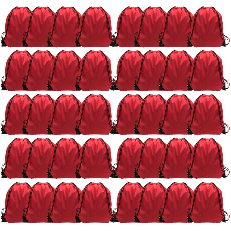 GoodtoU Drawstring Backpack Bulk 48 Pcs Drawstring Bags bulk Red Nylon Draw String Bag for Women Men