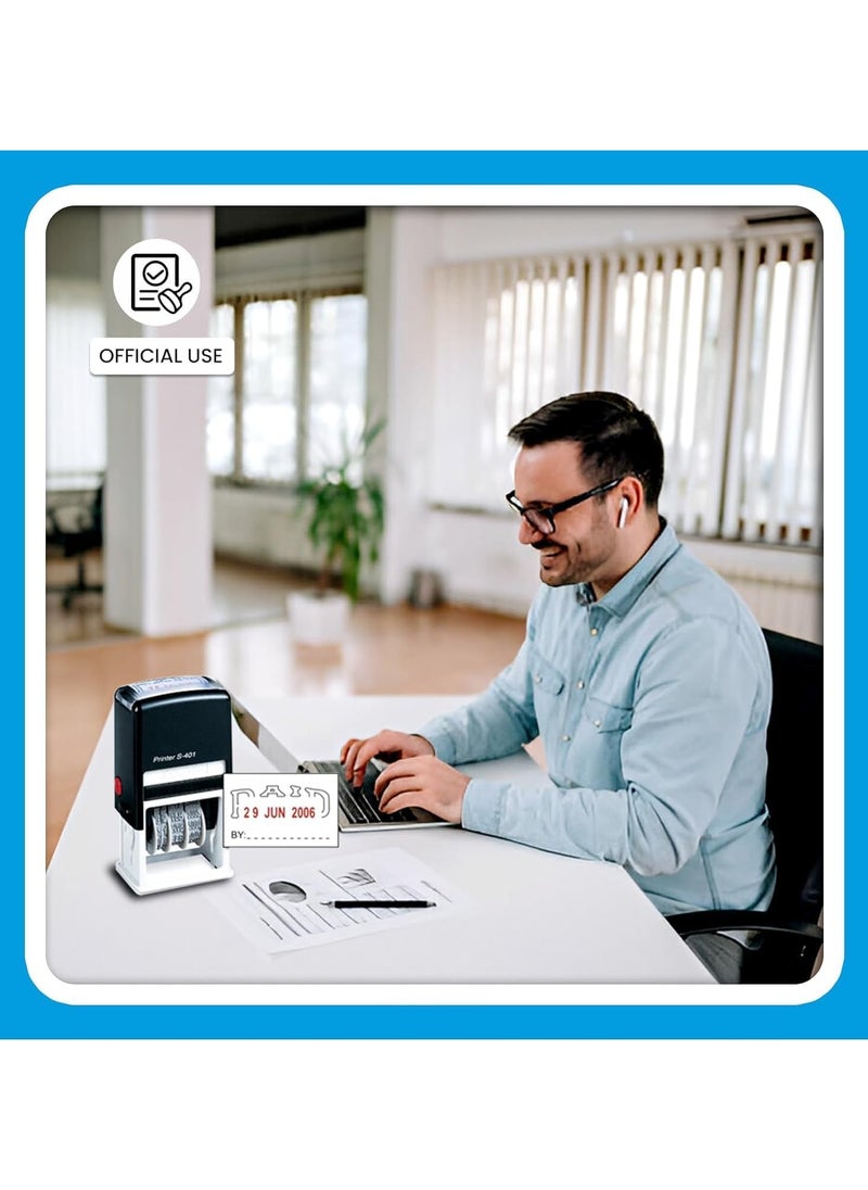 MARKQ Recieved Stamp with Date, Self Inking Stamp for Office Business Supplies, Red Ink Date and Blue Text  - Image 3