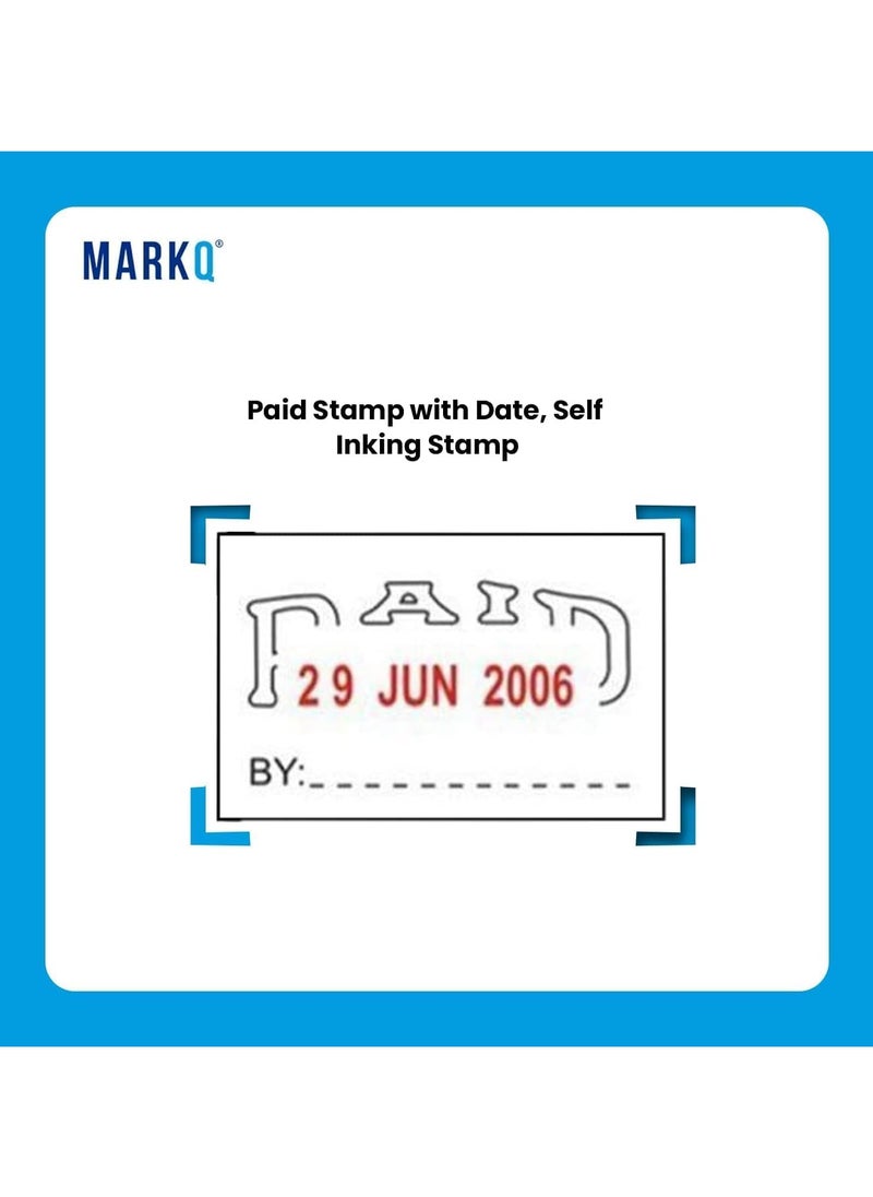 MARKQ Recieved Stamp with Date, Self Inking Stamp for Office Business Supplies, Red Ink Date and Blue Text  - Image 5