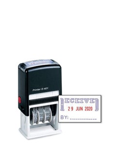 MARKQ Recieved Stamp with Date, Self Inking Stamp for Office Business Supplies, Red Ink Date and Blue Text  - Image 1