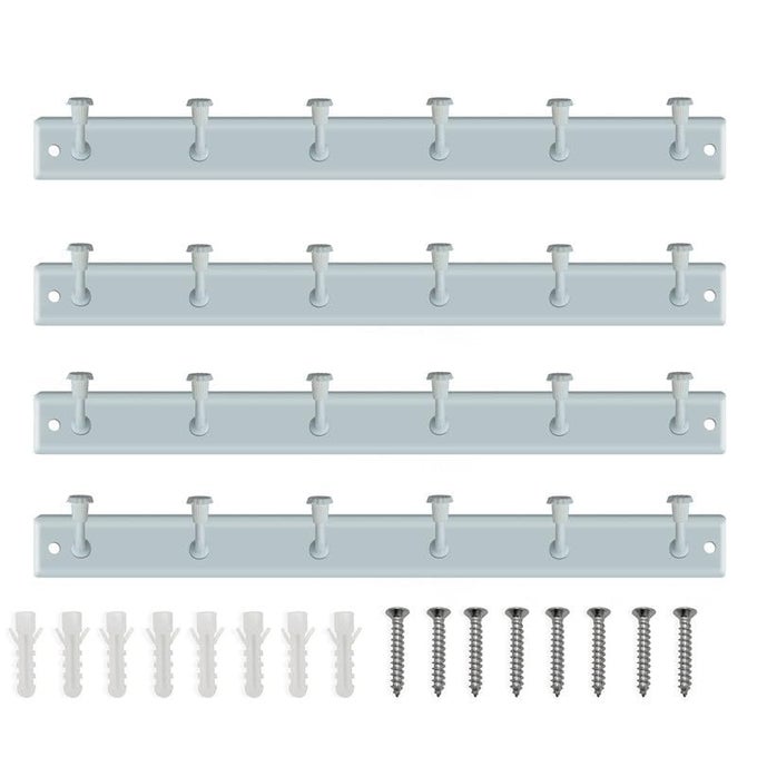 METAL 6HOOK DOORWALL CLOTH HANGER WITH SCREWS FOR BATHROOM KITCHEN WHITE PACK OF 4