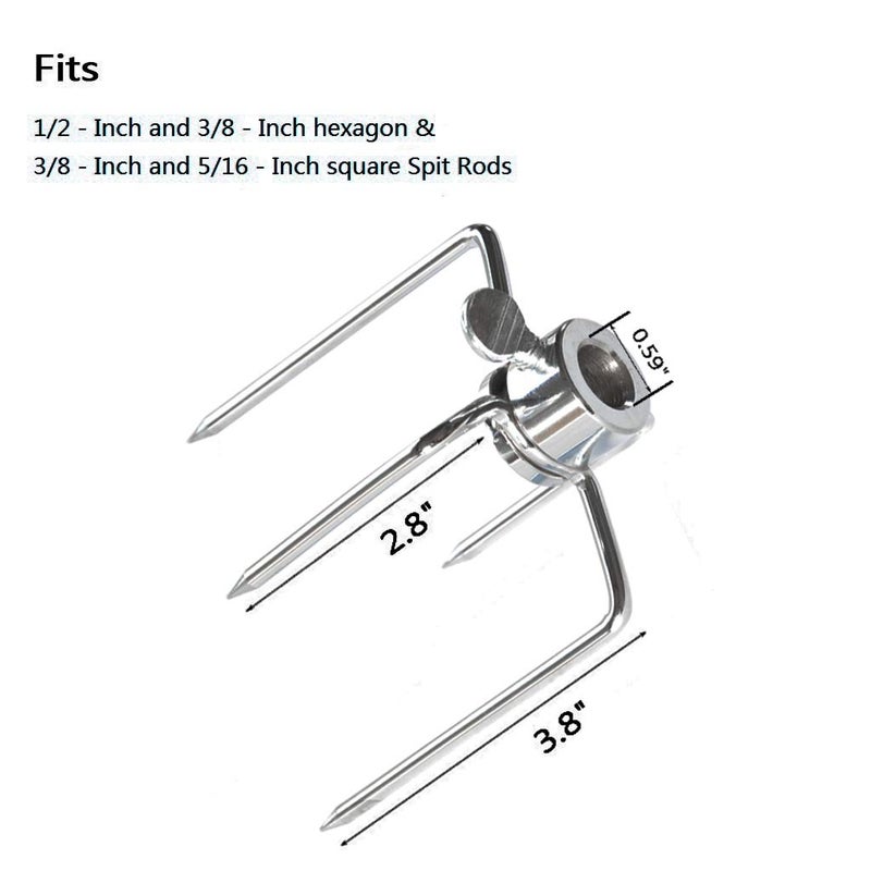 Skyflame Skyflame Heavy Duty Stainless Steel Rotisserie Meat Forks - Fits 1/2-Inch and 3/8-Inch Hexagon & 3/8-Inch and 5/16-Inch Square Spit Rods  - Image 3