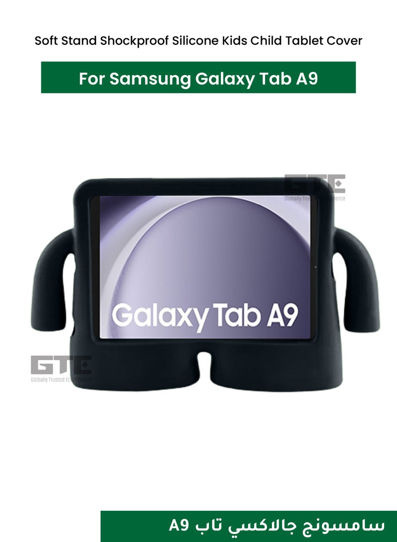 Soft Stand Shockproof Silicone Kids Child Tablet Cover for Samsung Galaxy Tab A9-Black