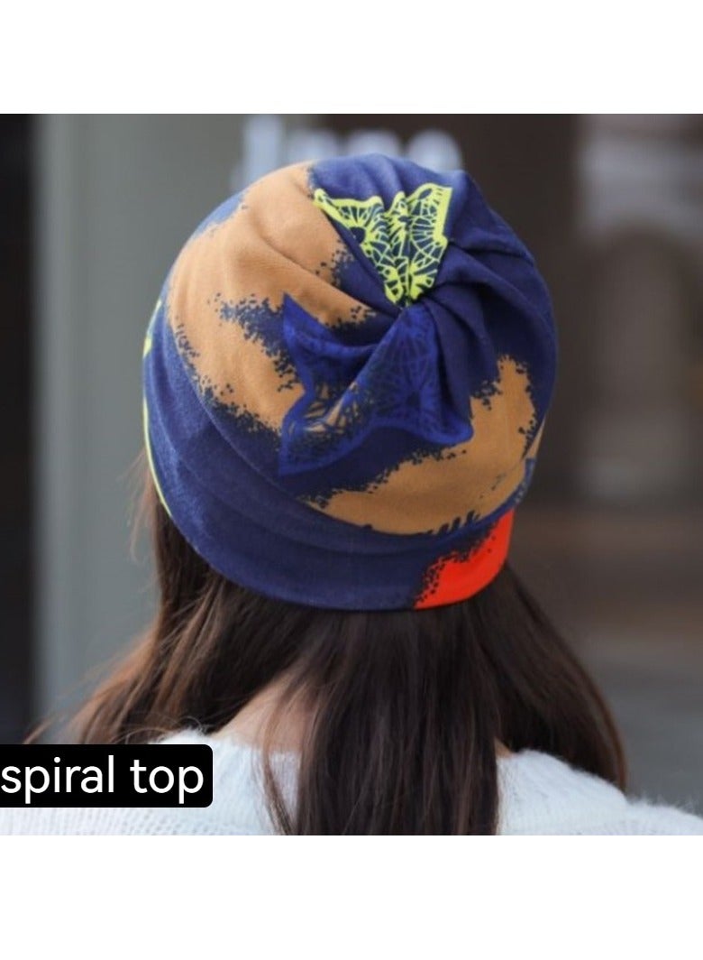 AROAQ Women Casual Beanies Hat, Autumn And Winter Comfortable Twist Hat Bib For Women, Soft Stretchy Women Knit Cap, Warm Neck Sheath Head Hat For Women Girls Teens,(Black Background Sunflower)  - Image 3