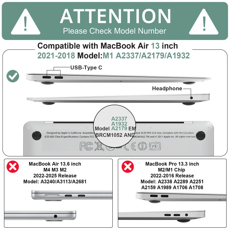 B BELK Compatible with MacBook Air 13 inch Case 2022 2021 2020 2019 2018 M1 A2337 A2179 A1932, Plastic Laptop Hard Shell +Keyboard Cover +Screen Protector for MacBook Air 13.3 inch Case, Shiny Pearl - Image 2