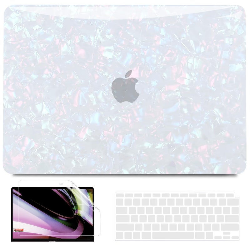 B BELK Compatible with MacBook Air 13 inch Case 2022 2021 2020 2019 2018 M1 A2337 A2179 A1932, Plastic Laptop Hard Shell +Keyboard Cover +Screen Protector for MacBook Air 13.3 inch Case, Shiny Pearl - Image 1