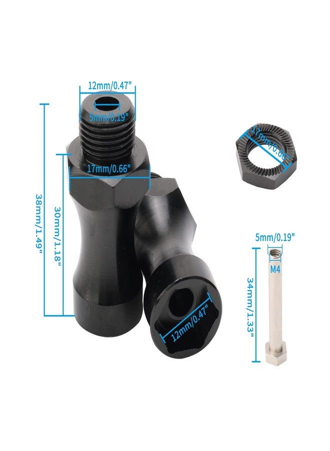 Rchobbytop 4PCS RC Wheel Hubs 12mm Turn 17mm Hex Adapter Nuts 30mm Extension for 1:10 Scale Monster Truck SCT Buggy Off Road Cars Upgrade 1:8 Wheels, Black - Image 2
