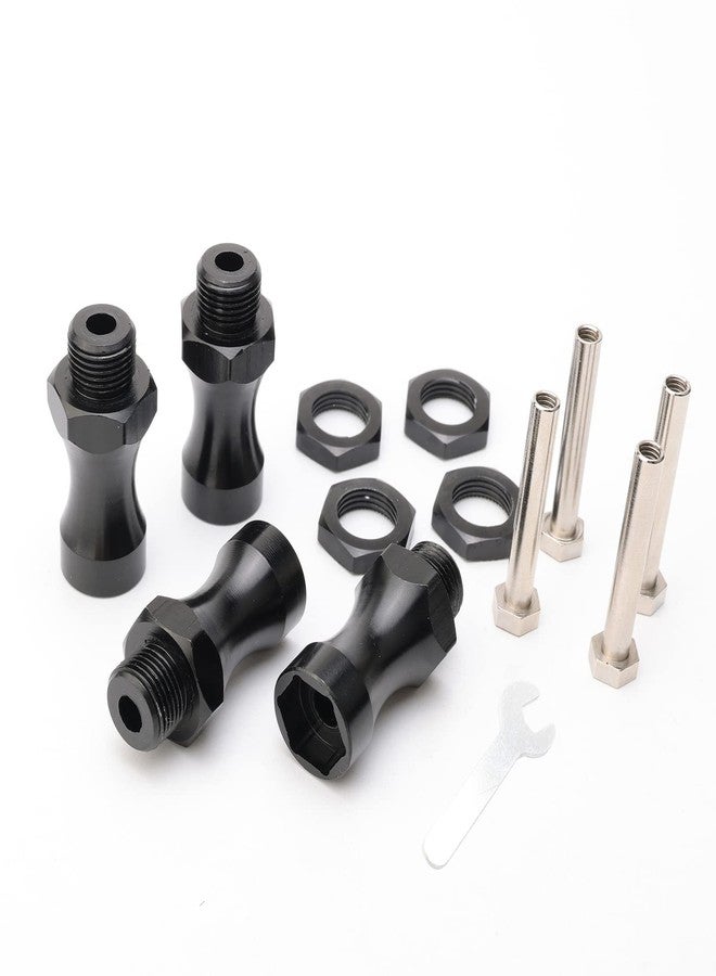 Rchobbytop 4PCS RC Wheel Hubs 12mm Turn 17mm Hex Adapter Nuts 30mm Extension for 1:10 Scale Monster Truck SCT Buggy Off Road Cars Upgrade 1:8 Wheels, Black - Image 1