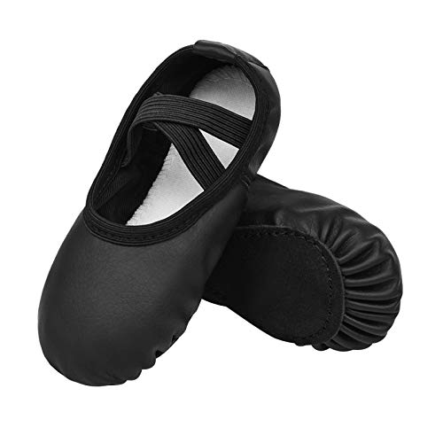 Stelle Girls Ballet Shoes Boys Toddler Soft Leather Dance Slippers for Toddler/Little Kid/Big Kid(Black,9MT) - Image 1