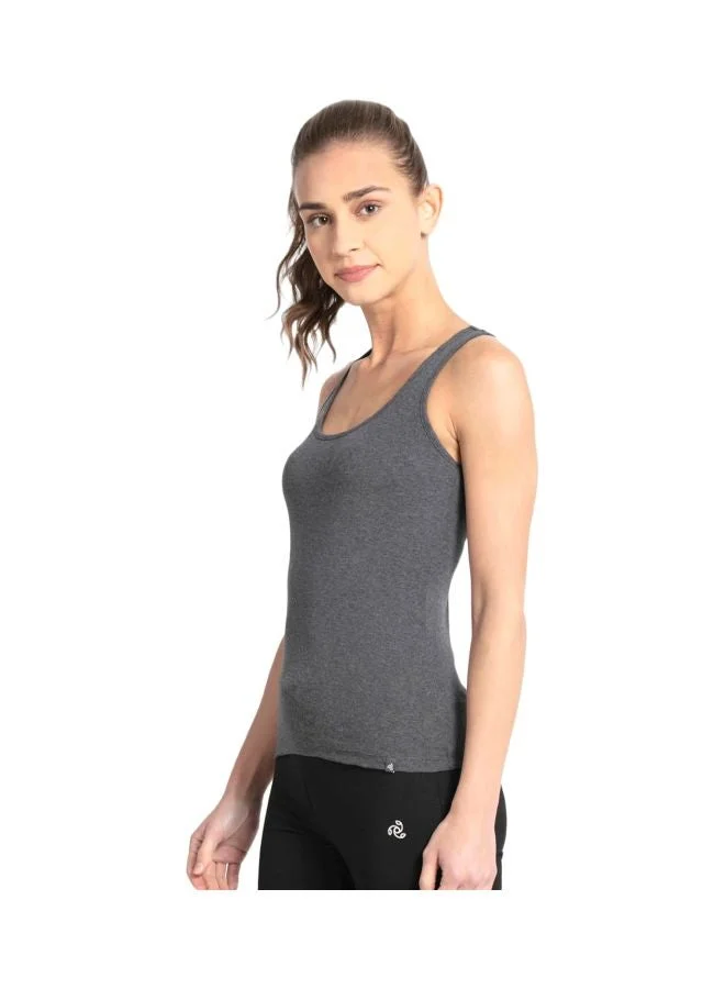 Jockey Charcoal Melange Jockey 1467 Women Super Combed Cotton Rib Fabric Slim Fit Solid Racerback Styled Tank Top for Women | Best Price UAE
