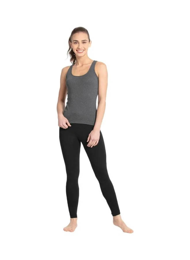 Jockey Charcoal Melange Jockey 1467 Women Super Combed Cotton Rib Fabric Slim Fit Solid Racerback Styled Tank Top for Women | Best Price UAE