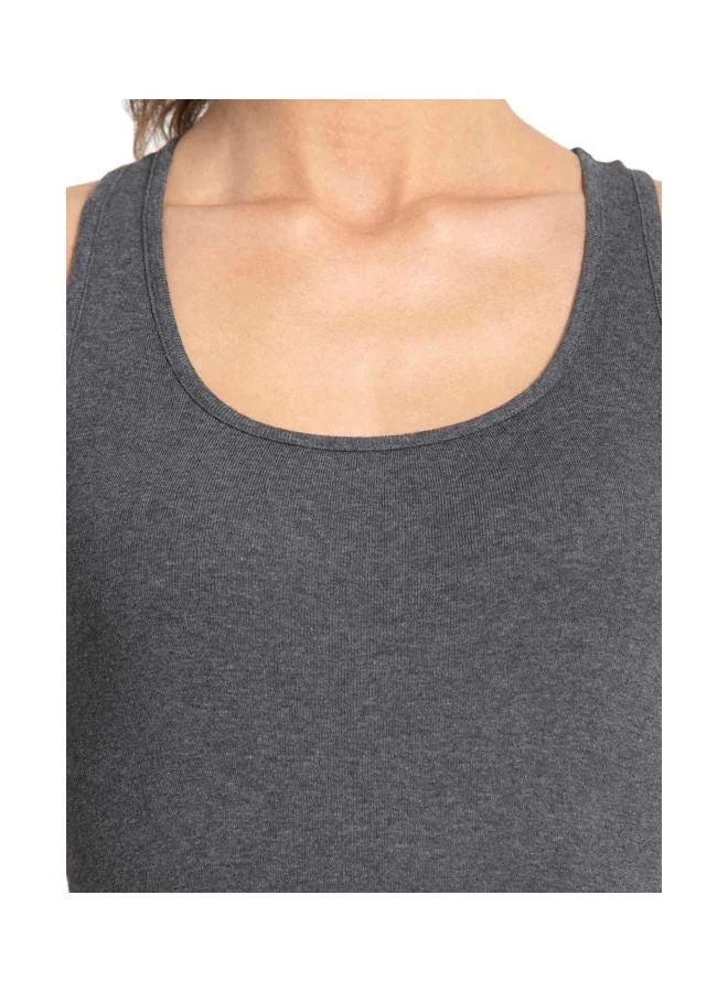 Jockey Charcoal Melange Jockey 1467 Women Super Combed Cotton Rib Fabric Slim Fit Solid Racerback Styled Tank Top for Women | Best Price UAE