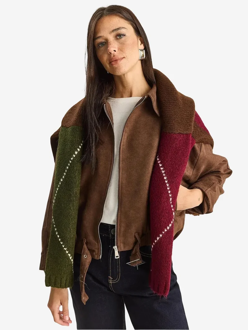 Bianco Lucci LUCCI Oversized Faux Suede Jacket