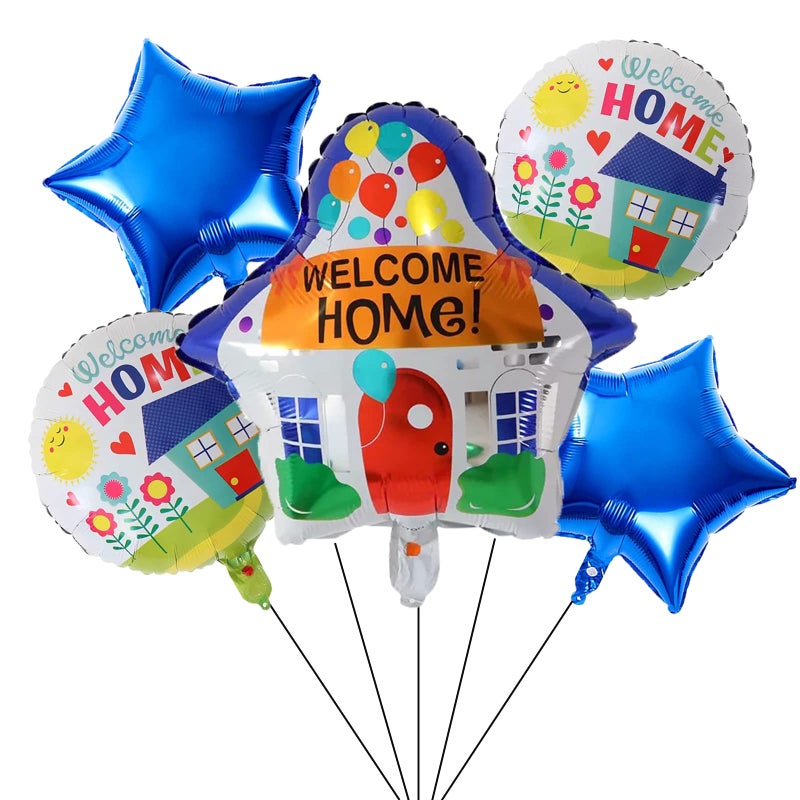 ALY 5PCS Welcome Home House Foil Balloons for Kids Birthday Baby Shower Party Decorations - Image 2