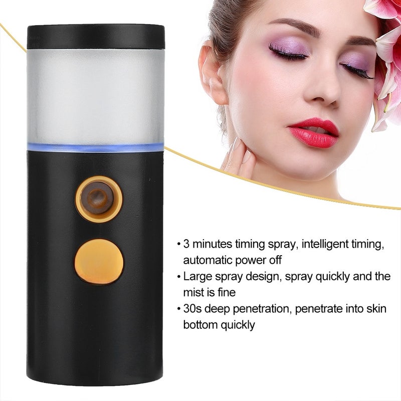 Rechargeable Portable Nano Spray Atomization Moisturizing Face Steaming Sprayer 20ml (Black) - Image 1