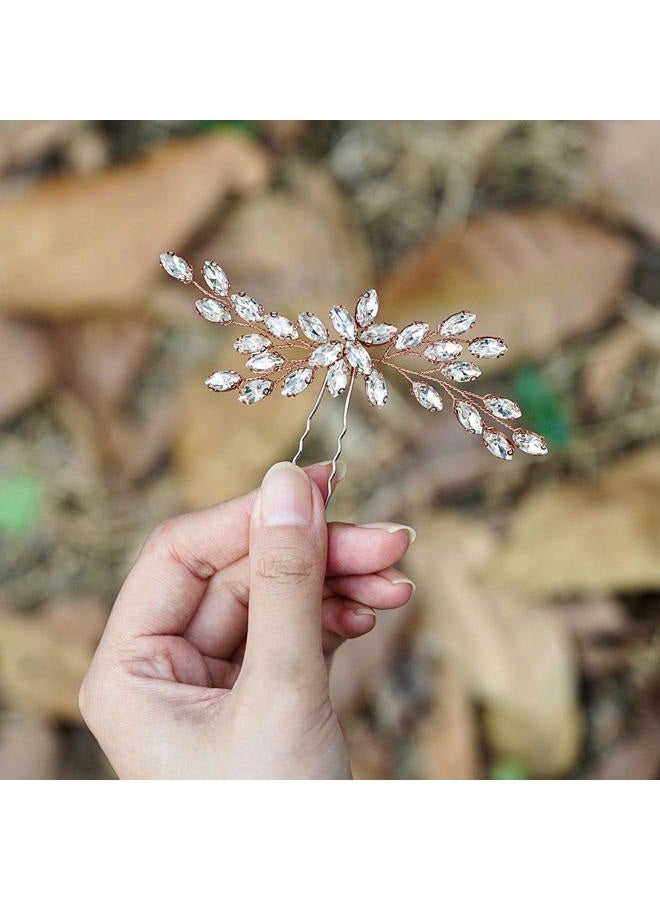 Unicra Bride Wedding Crystal Hair Pins Bridal Hair Pieces Wedding Hair Accessories for Women and Girls Pack of 1 (Rose Gold) - Image 5