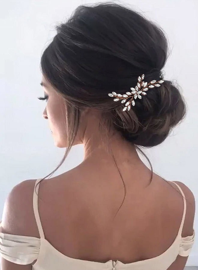 Unicra Bride Wedding Crystal Hair Pins Bridal Hair Pieces Wedding Hair Accessories for Women and Girls Pack of 1 (Rose Gold) - Image 4