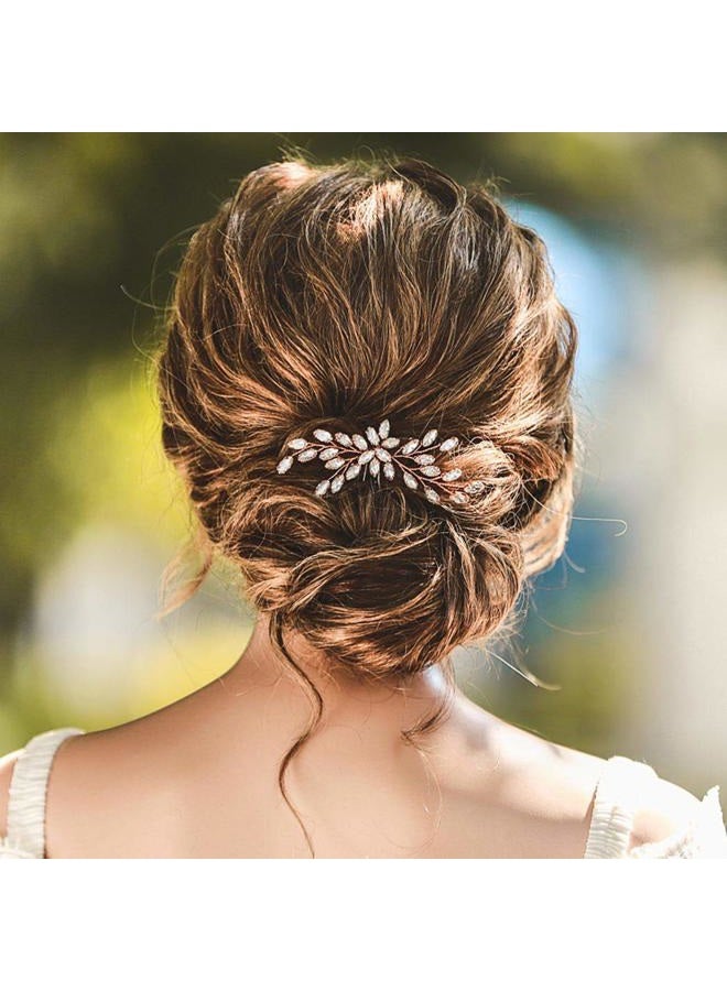 Unicra Bride Wedding Crystal Hair Pins Bridal Hair Pieces Wedding Hair Accessories for Women and Girls Pack of 1 (Rose Gold) - Image 1