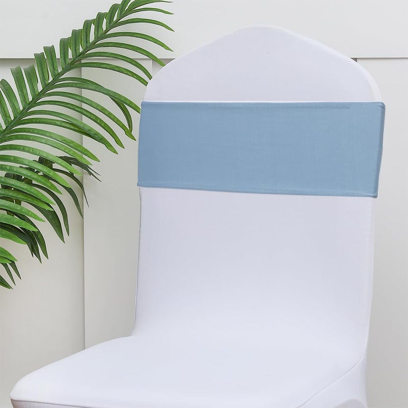 Gankar 50pcs Dusty Blue Chair Sashes for Wedding Ceremony  Elastic Chair Bands Bows for Party Banquet Theme Hotel Restaurant Event Decorations  50 Pieces  Dusty Blue - Image 4