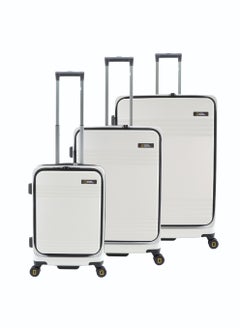 NATIONAL GEOGRAPHIC National Geographic Lodge Travel Suitcase Set, 100% PC Durable Lightweight Hard Shell Expandable Luggage, 4 Double Wheel, TSA Lock 3pcs Trolley Bag White (20+24+28 Inch).  - Image 1