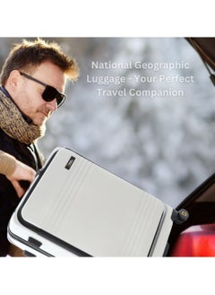 NATIONAL GEOGRAPHIC National Geographic Lodge Travel Suitcase Set, 100% PC Durable Lightweight Hard Shell Expandable Luggage, 4 Double Wheel, TSA Lock 3pcs Trolley Bag White (20+24+28 Inch).  - Image 5
