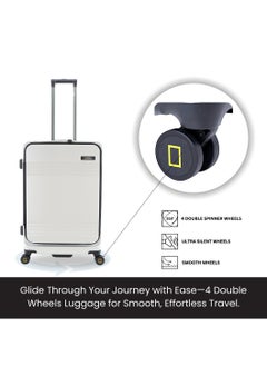NATIONAL GEOGRAPHIC National Geographic Lodge Travel Suitcase Set, 100% PC Durable Lightweight Hard Shell Expandable Luggage, 4 Double Wheel, TSA Lock 3pcs Trolley Bag White (20+24+28 Inch).  - Image 3