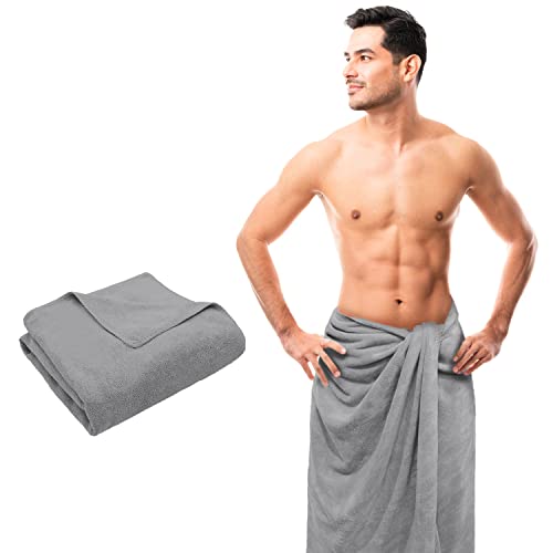 Sassoon Venir Microfiber 1 Piece Men Bath Towel 450 GSM (70x145cm, Grey Color) Ultra Soft Material, Towel for Daily use - Image 1