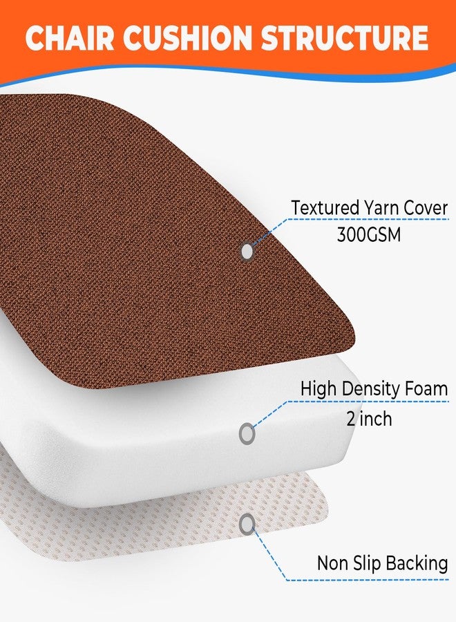 Sunsleek Chair Cushions for Dining Chairs, D-Shaped Seat Cushions with Removable Washable Cover and Ties, Chair Pads for Kitchen, Indoor Dining Room, Patio Chairs, 17'' x 16'', Set of 4, Brown - Image 4