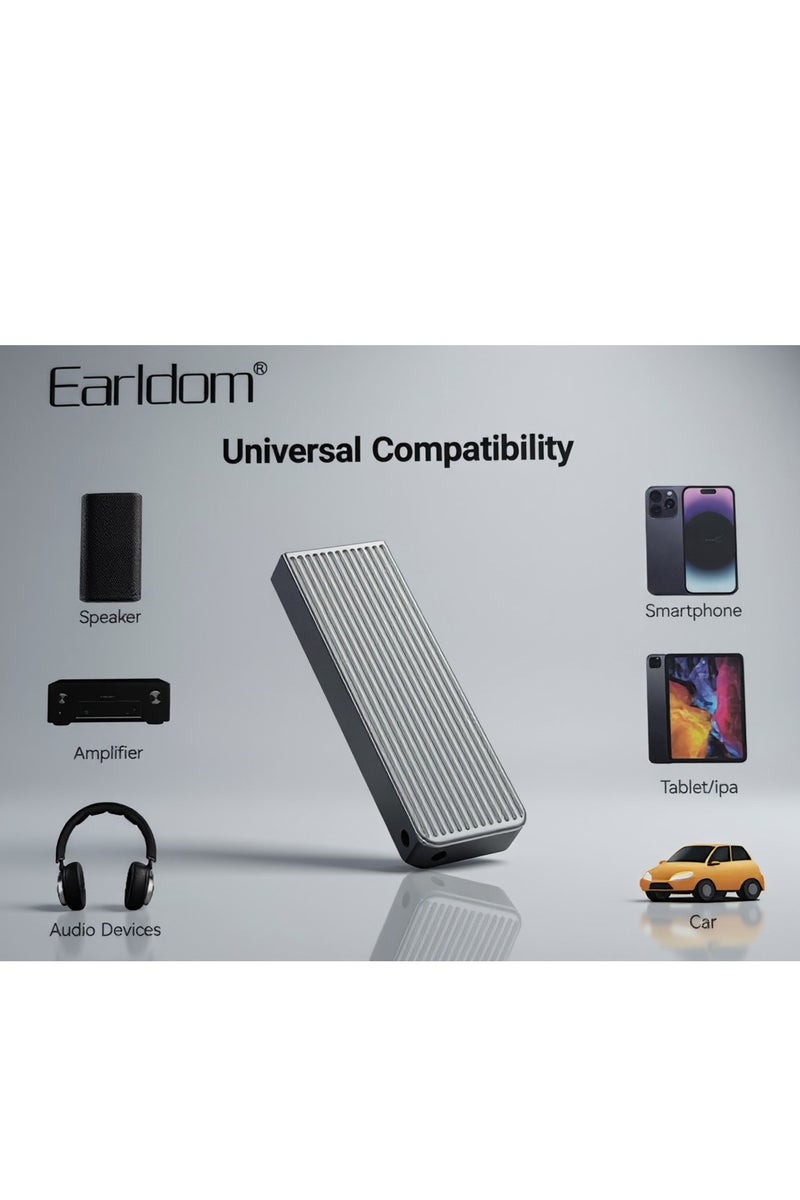 Earldom ET-BR23 Stealthwing Wireless Audio Receiver – Plug & Play, 10M Transmission, HD Sound - Silver - Image 2