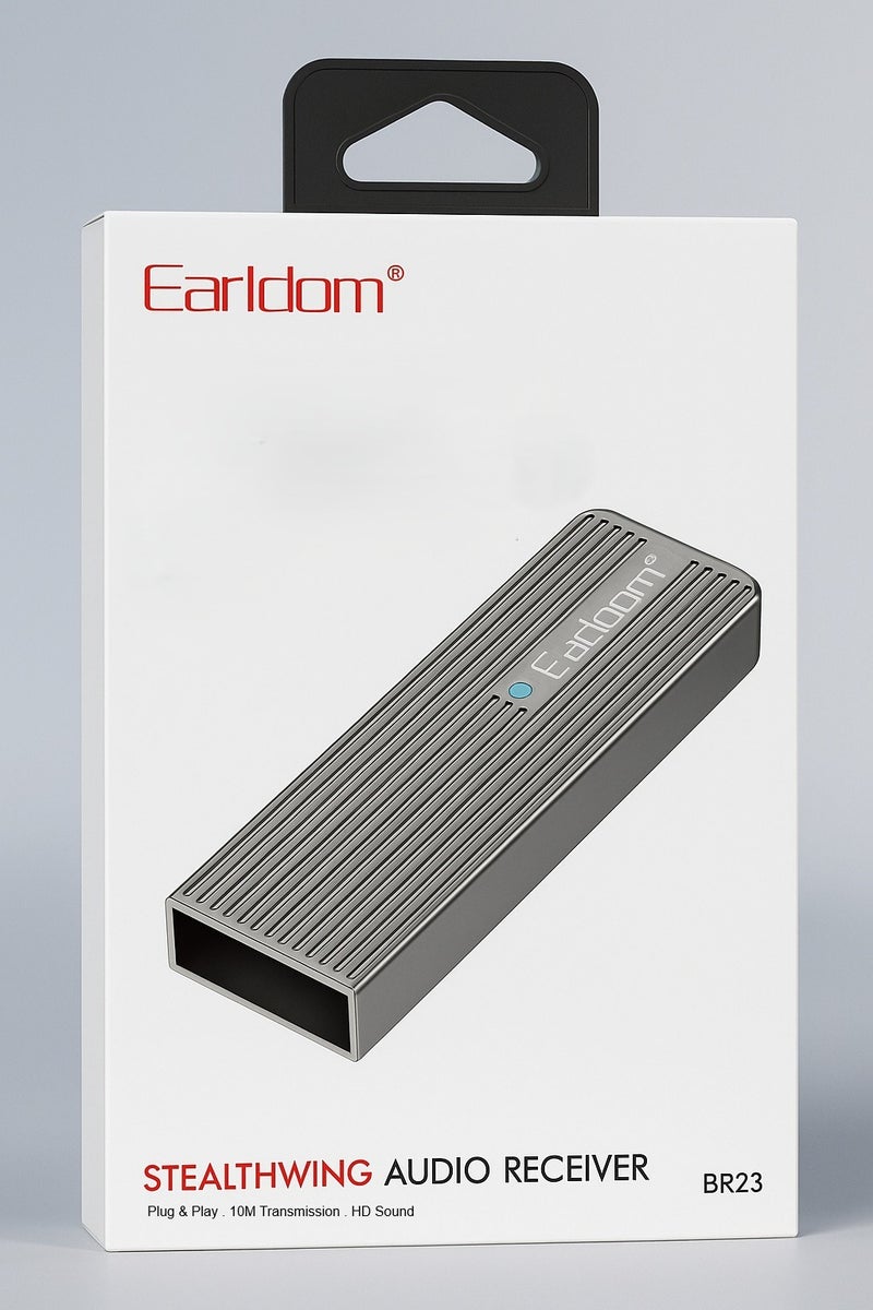 Earldom ET-BR23 Stealthwing Wireless Audio Receiver – Plug & Play, 10M Transmission, HD Sound - Silver - Image 1