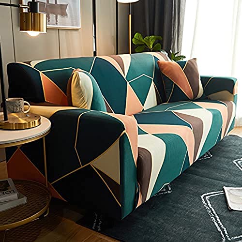House of Quirk Universal Single Seater Sofa Cover Big Elasticity Cover for Couch Flexible 140 GSM Sofa Slipcover (Green Peach Prism, 90-145cm) - Image 4