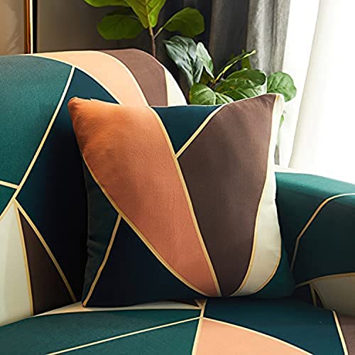 House of Quirk Universal Single Seater Sofa Cover Big Elasticity Cover for Couch Flexible 140 GSM Sofa Slipcover (Green Peach Prism, 90-145cm) - Image 5