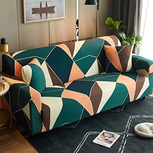 House of Quirk Universal Single Seater Sofa Cover Big Elasticity Cover for Couch Flexible 140 GSM Sofa Slipcover (Green Peach Prism, 90-145cm) - Image 1