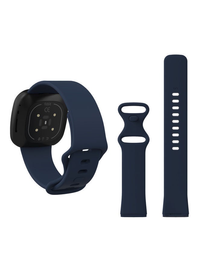 NIBEMINENT Flatpin Silicon Replacement Band For Fitbit Versa 3/Sense Midnight Blue - Image 2