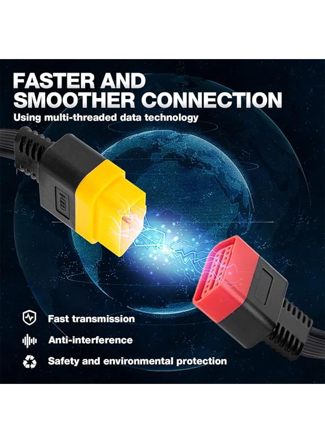 YARDHOBI Obd2 Extension Cable, Automotive Diagnostic Scan Tool, Full 16 Pin Extension Cable For Odbii Scanner, Full 16 Pin Male To Female For Car Obd Diagnostic Extender Cord Connector (60Cm/23.6Inch) - Image 4
