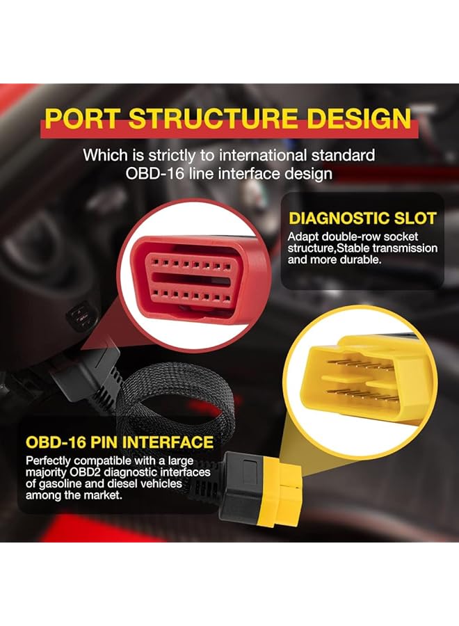 YARDHOBI Obd2 Extension Cable, Automotive Diagnostic Scan Tool, Full 16 Pin Extension Cable For Odbii Scanner, Full 16 Pin Male To Female For Car Obd Diagnostic Extender Cord Connector (60Cm/23.6Inch) - Image 3