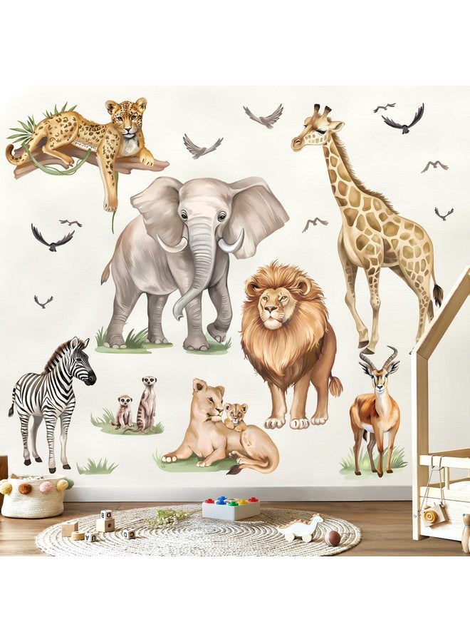 wondever Large Safari Animals Wall Stickers Jungle Lion Leopard Giraffe Peel and Stick Wall Art Decals for Baby Nursery Kids Bedroom Living Room - Image 3