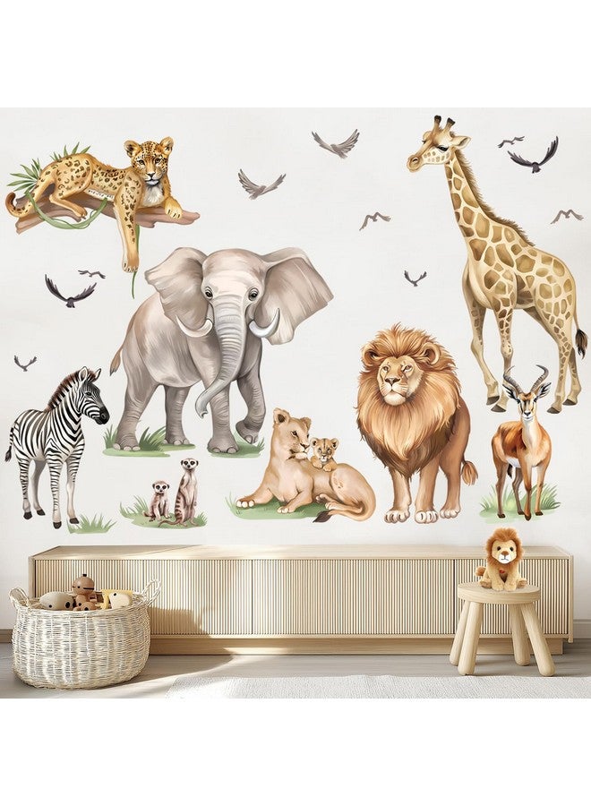 wondever Large Safari Animals Wall Stickers Jungle Lion Leopard Giraffe Peel and Stick Wall Art Decals for Baby Nursery Kids Bedroom Living Room - Image 2