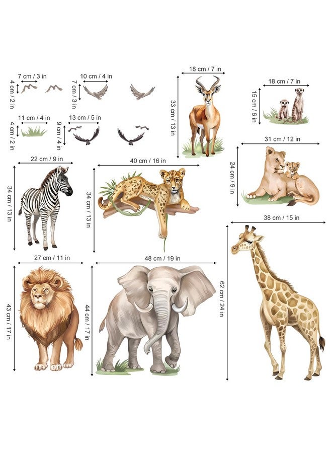 wondever Large Safari Animals Wall Stickers Jungle Lion Leopard Giraffe Peel and Stick Wall Art Decals for Baby Nursery Kids Bedroom Living Room - Image 4