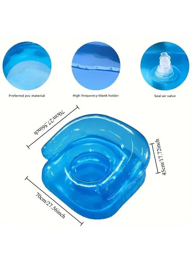 Inflatable Outdoor Sofa with Backrest Quick Inflate Portable Lounge Chair Transparent Blue - Image 4
