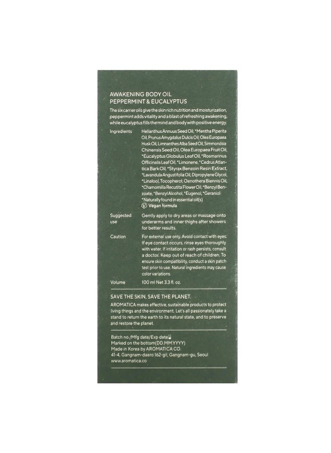 AROMATICA Aromatica, Awakening, Body Oil, Peppermint & Eucalyptus, 3.3 fl oz (100 ml)  - Image 3